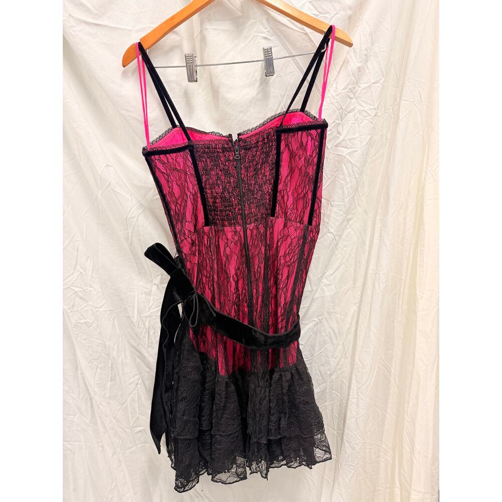 Alice + Olivia NEW Black Hot Wild Pink Chantil Lace Corset Mini Dress US 4 $695 - Picture 4 of 8